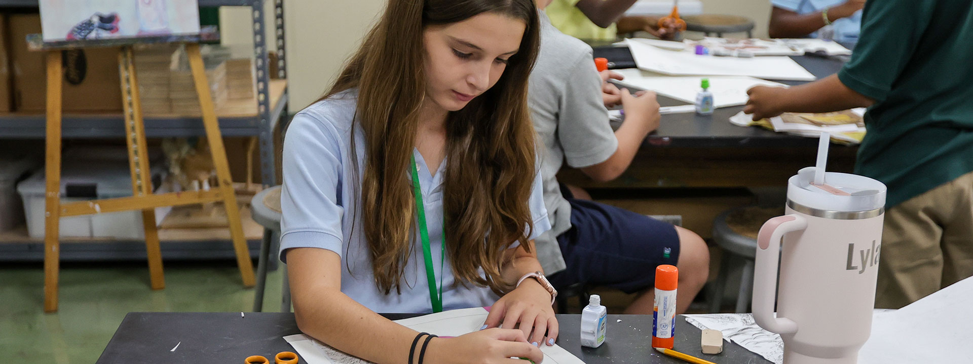 student in an art class