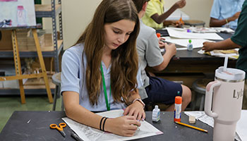 student in an art class